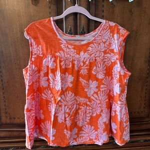 Style & Co. Orange and White Floral Tank Top